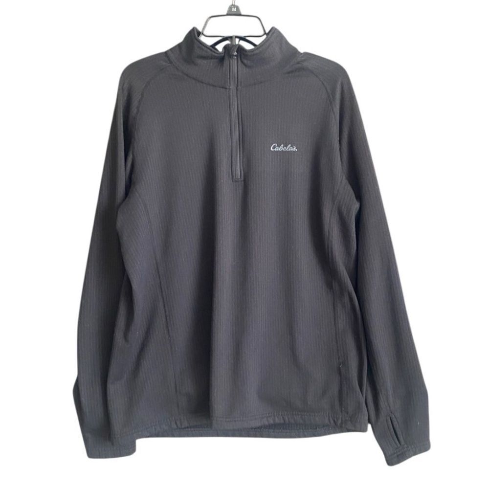 Cabela’s Black Heavyweight 1/4 Zip Pullover Sweatshirt. Size Large